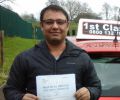 Sagar with Driving test pass certificate